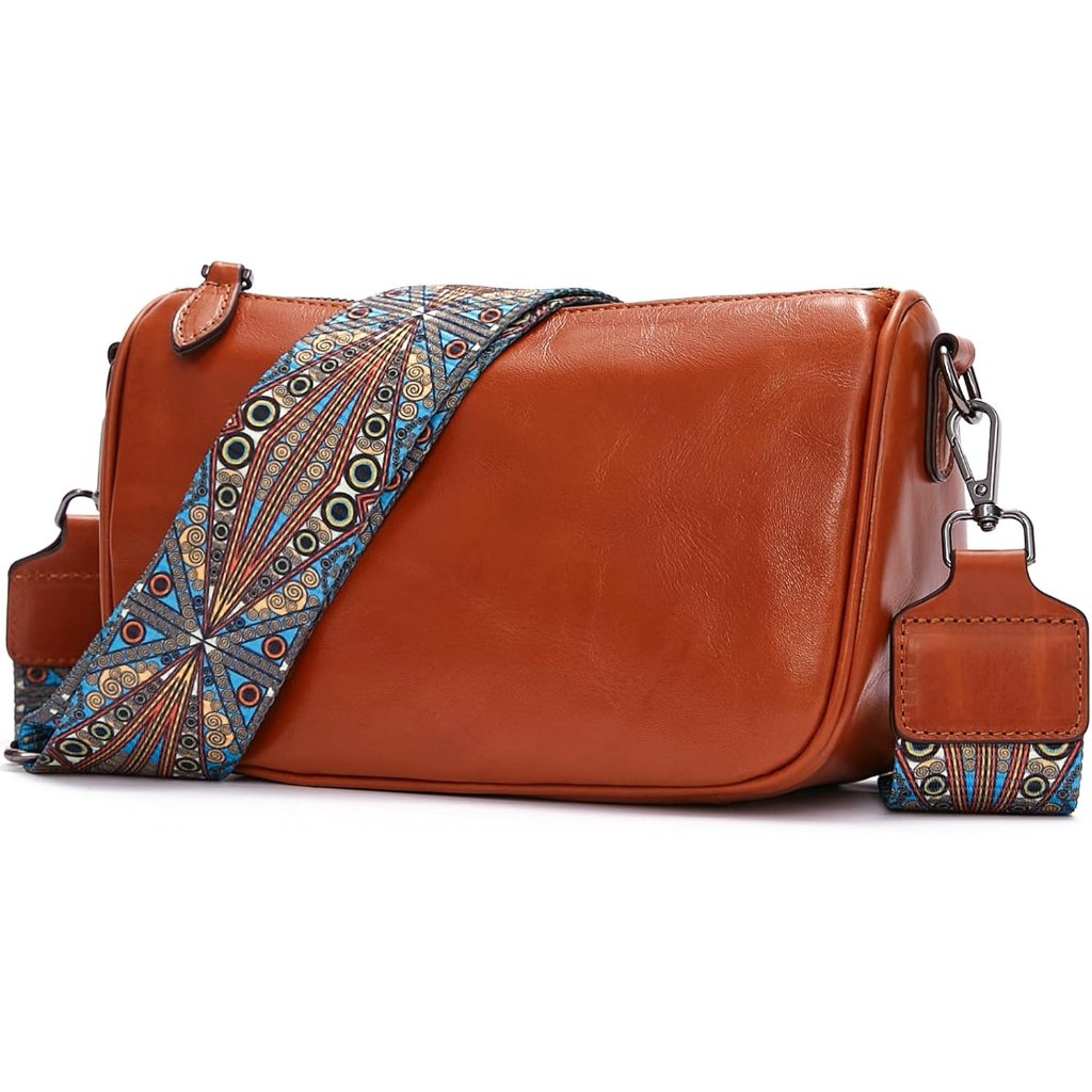 Women Brown Genuine Leather Crossbody Bag With Versatile Straps And Large Capaci